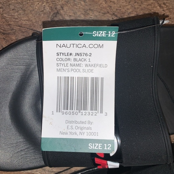 Nautica Men’s Pool Slides.  Style is Wakefield.  Black.  Size 12 - Picture 2 of 3